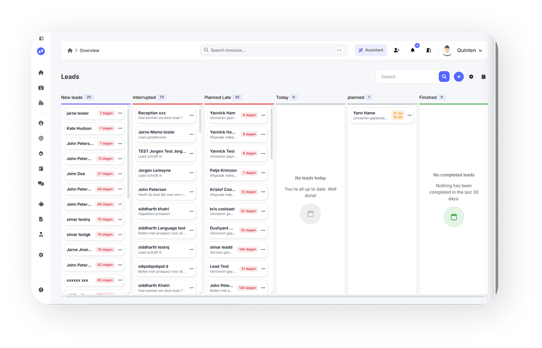 Een leadfiche met belscript, contactgegevens en opvolgacties